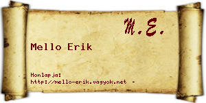 Mello Erik névjegykártya